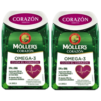 Möller's Corazón Omega 3 1000 mg por cápsula 80 cápsulas. PACK 2UN. Envio GRATIS